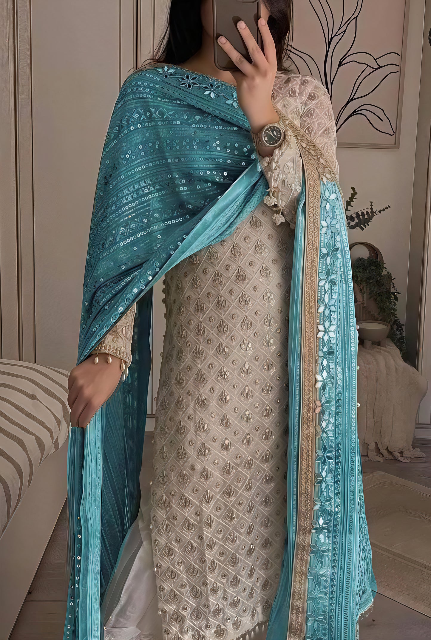 Chiffon Mirror Lace 3-Piece Set