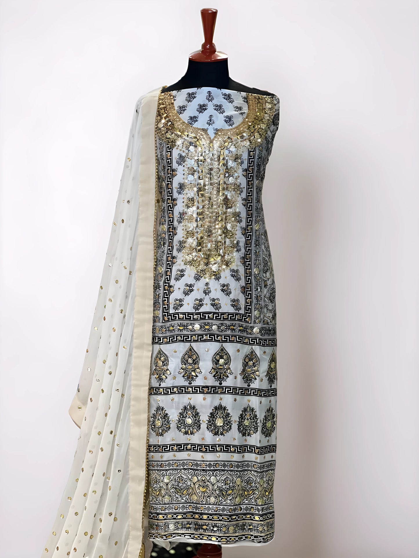 Silk Mirror Embroidery 3-Piece Suit