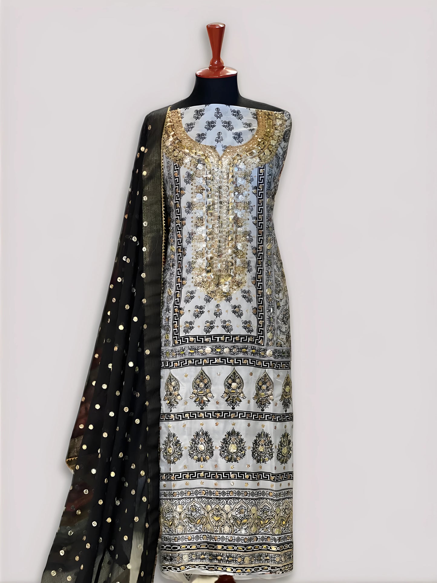 Silk Mirror Embroidery 3-Piece Suit