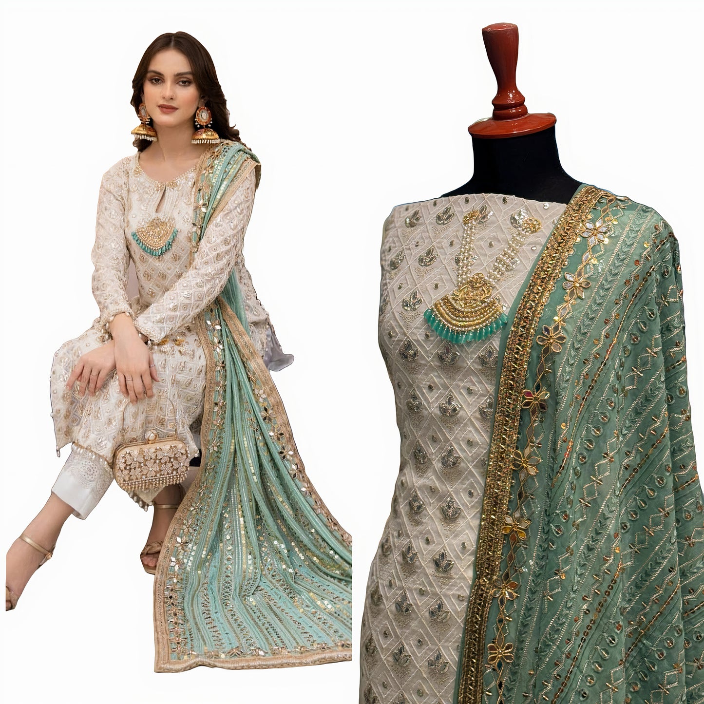 Chiffon Mirror Lace 3-Piece Set