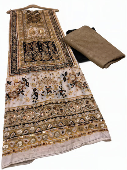 Pure Silk Handmade Embroidered Suit – 3 Piece