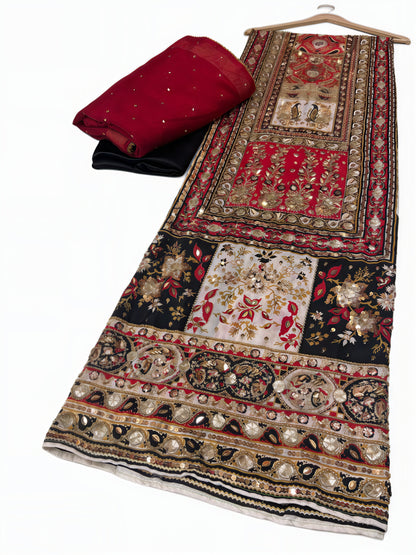 Pure Silk Handmade Embroidered Suit – 3 Piece