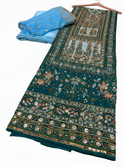 Pure Silk Handmade Embroidered Suit – 3 Piece