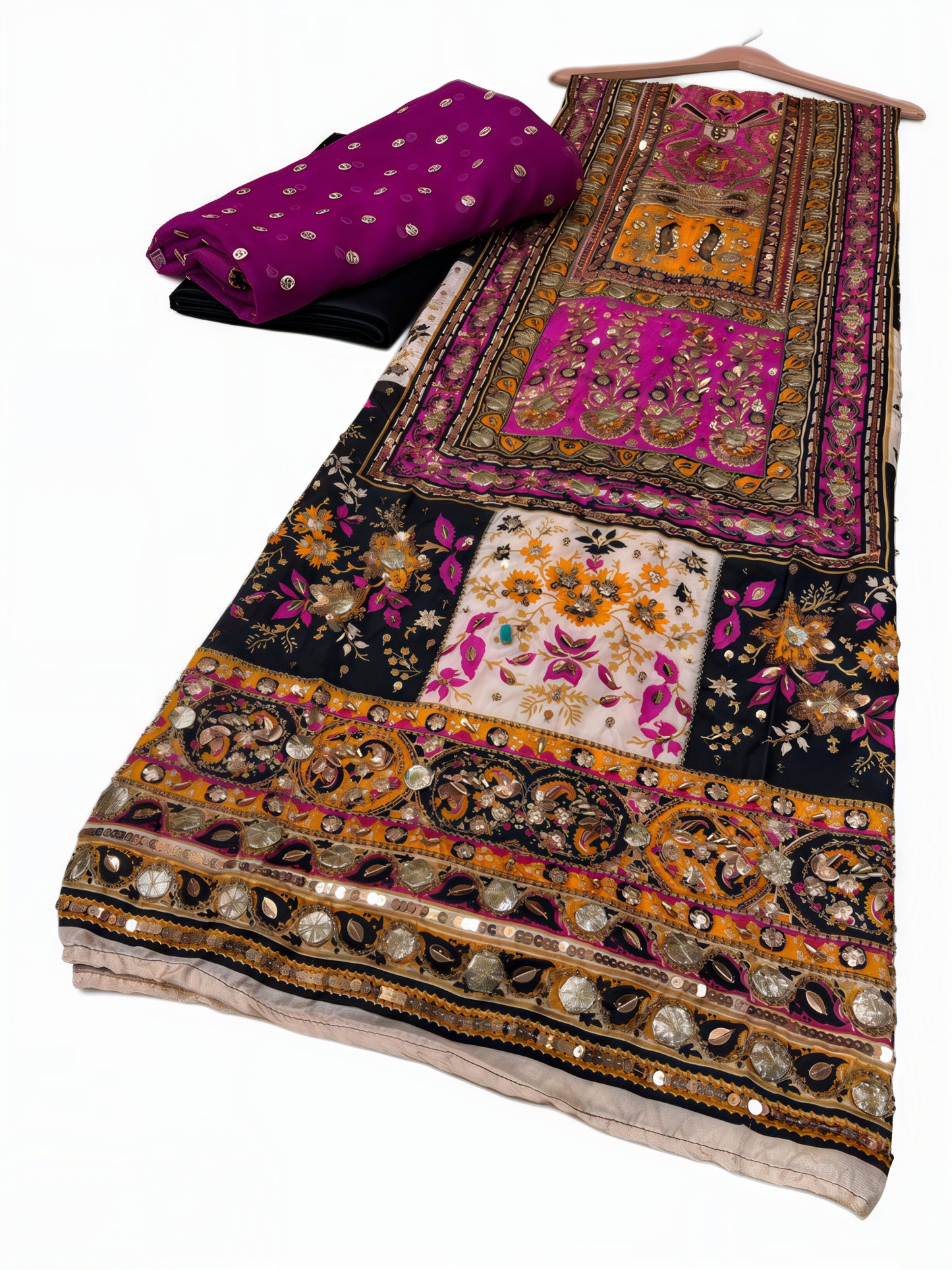 Pure Silk Handmade Embroidered Suit – 3 Piece