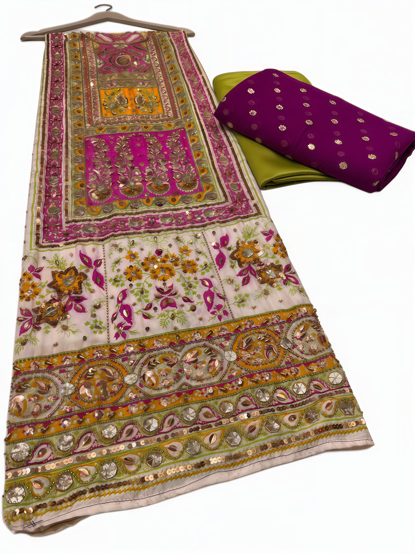 Pure Silk Handmade Embroidered Suit – 3 Piece