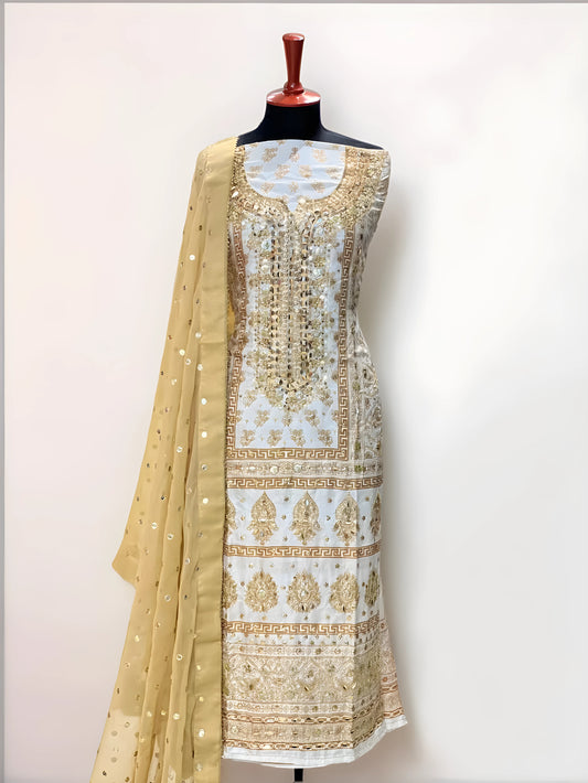Silk Mirror Embroidery 3-Piece Suit