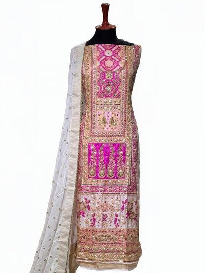 Pure Silk Handmade Embroidered Suit – 3 Piece
