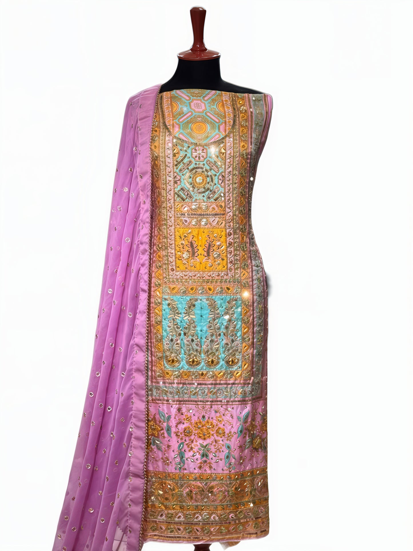 Pure Silk Handmade Embroidered Suit – 3 Piece
