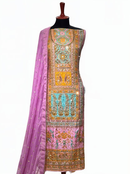 Pure Silk Handmade Embroidered Suit – 3 Piece