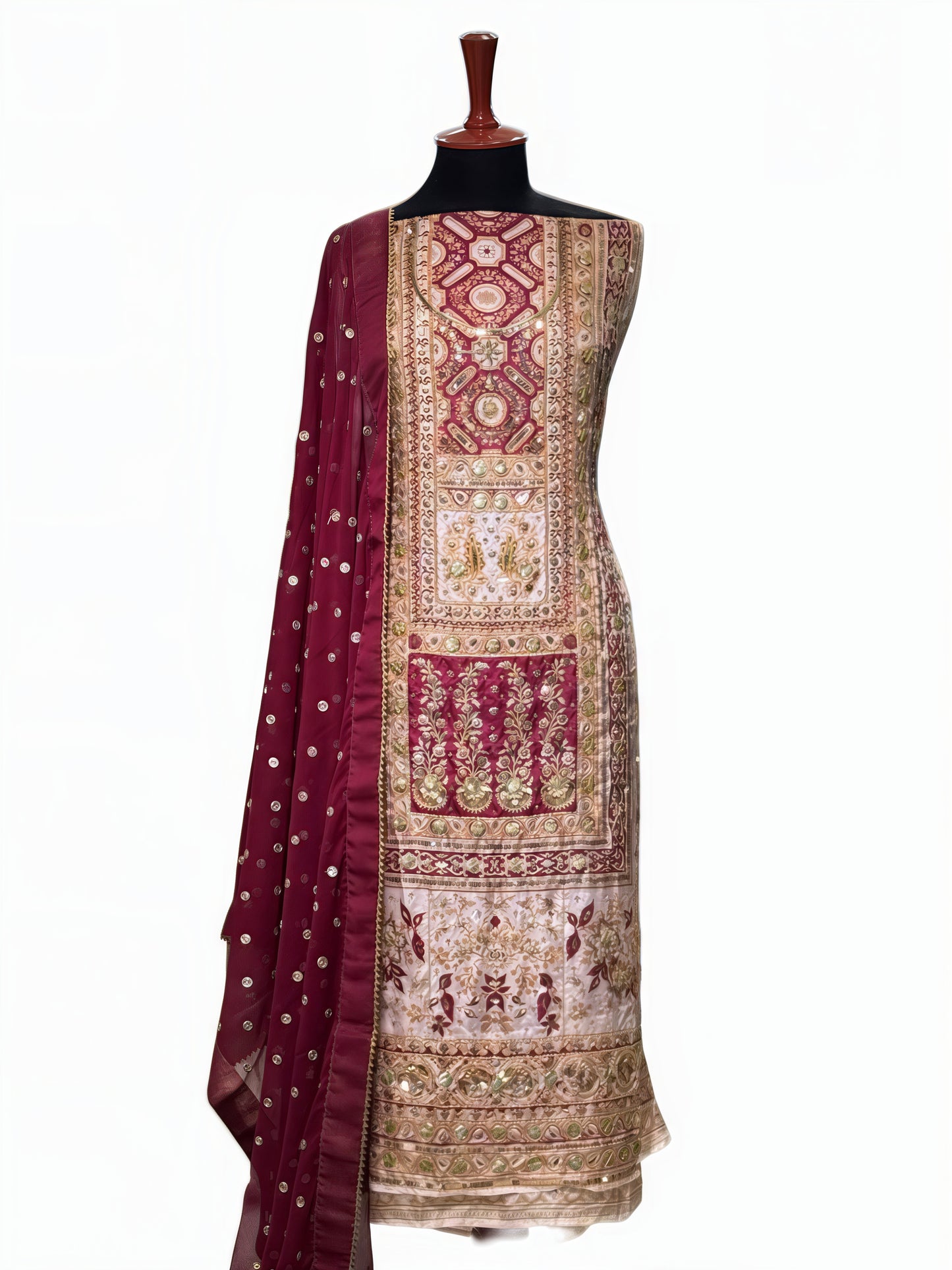 Pure Silk Handmade Embroidered Suit – 3 Piece
