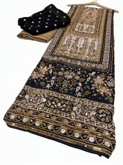 Pure Silk Handmade Embroidered Suit – 3 Piece