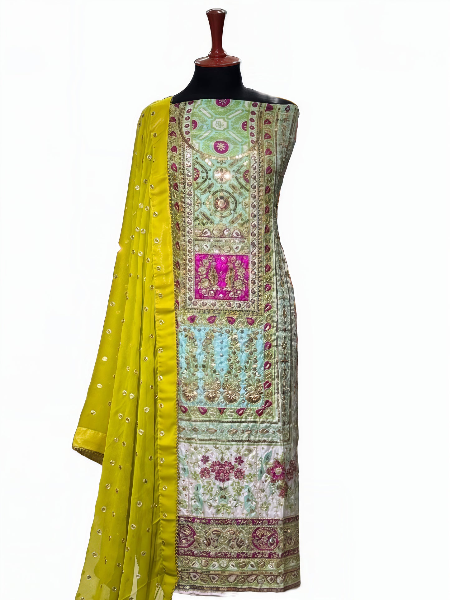 Pure Silk Handmade Embroidered Suit – 3 Piece