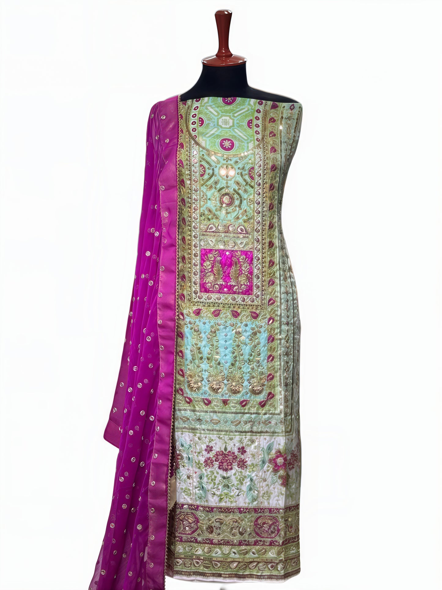 Pure Silk Handmade Embroidered Suit – 3 Piece