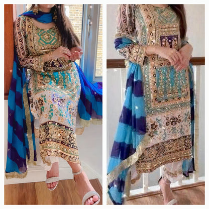 Pure Silk Handmade Embroidered Suit – 3 Piece