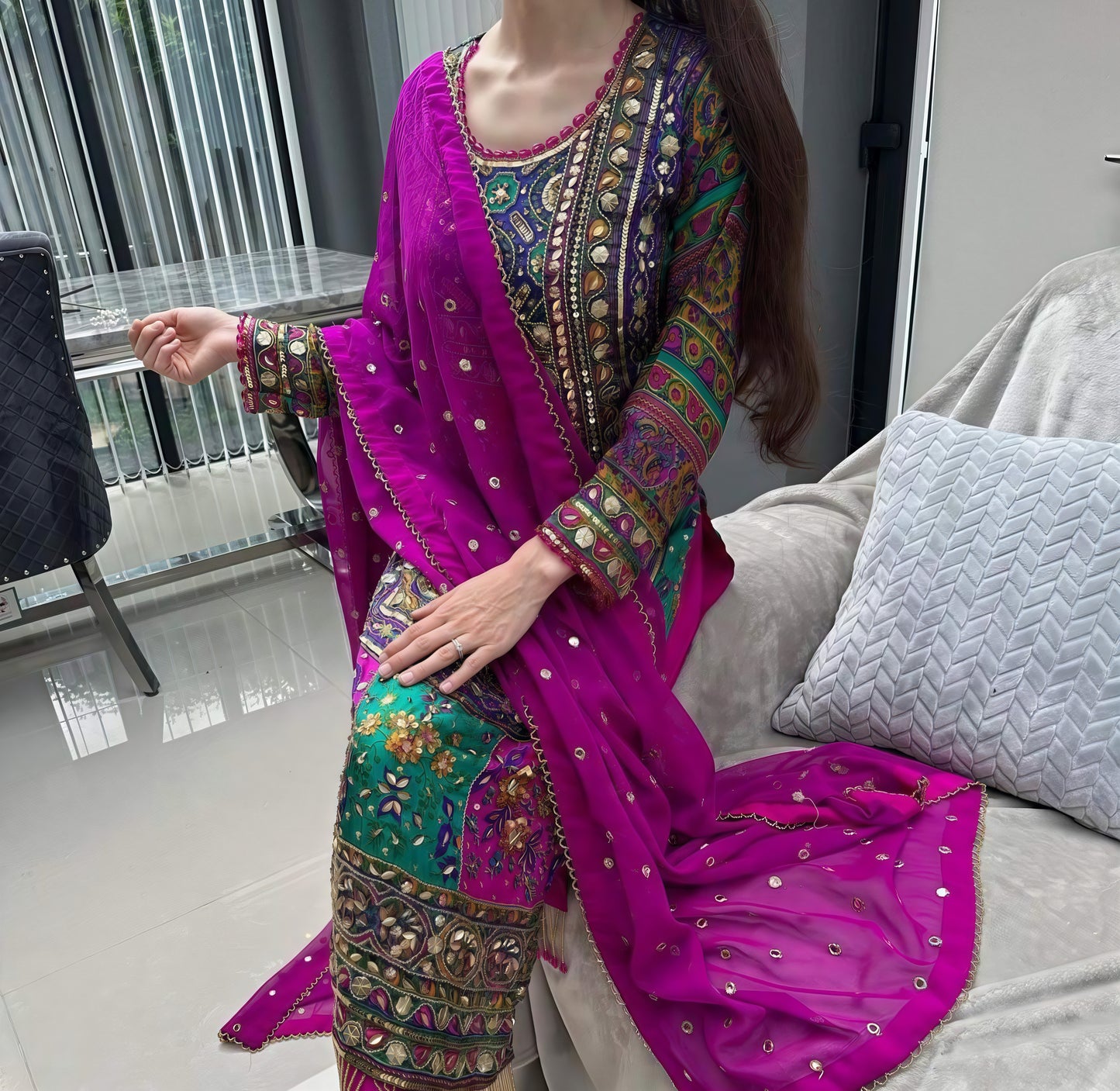 Pure Silk Handmade Embroidered Suit – 3 Piece