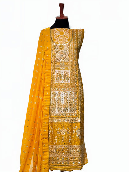 Pure Silk Handmade Embroidered Suit – 3 Piece