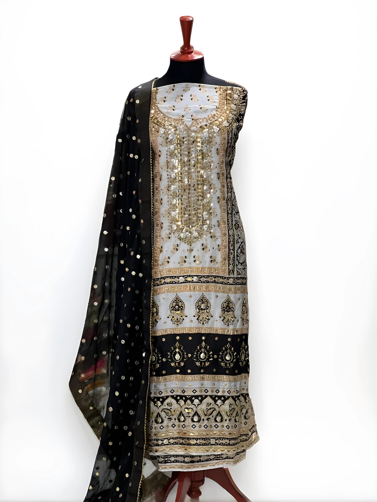 Silk Mirror Embroidery 3-Piece Suit