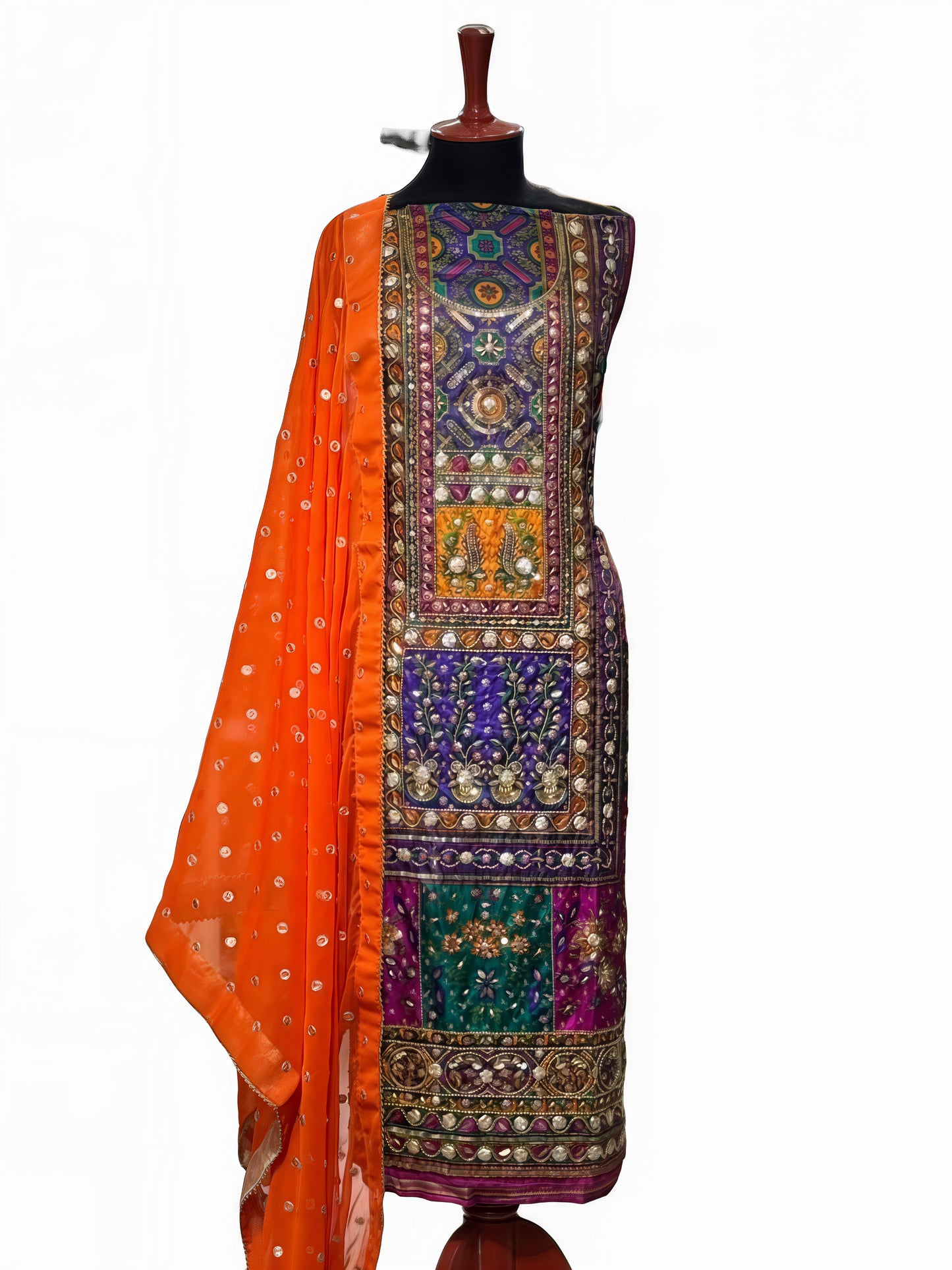 Pure Silk Handmade Embroidered Suit – 3 Piece