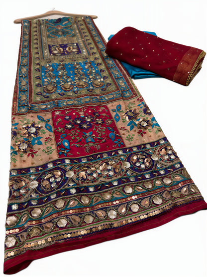 Pure Silk Handmade Embroidered Suit – 3 Piece