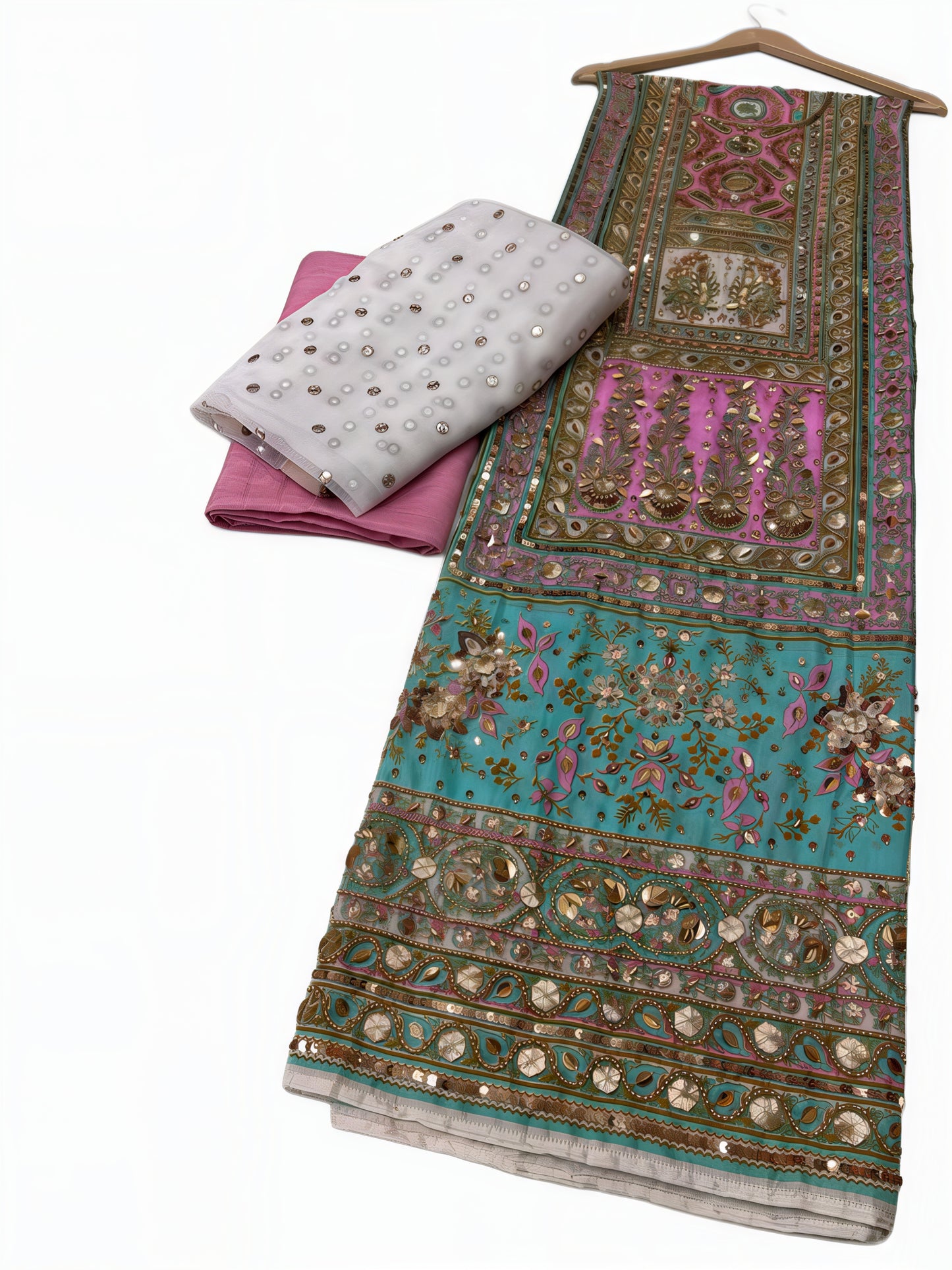 Pure Silk Handmade Embroidered Suit – 3 Piece