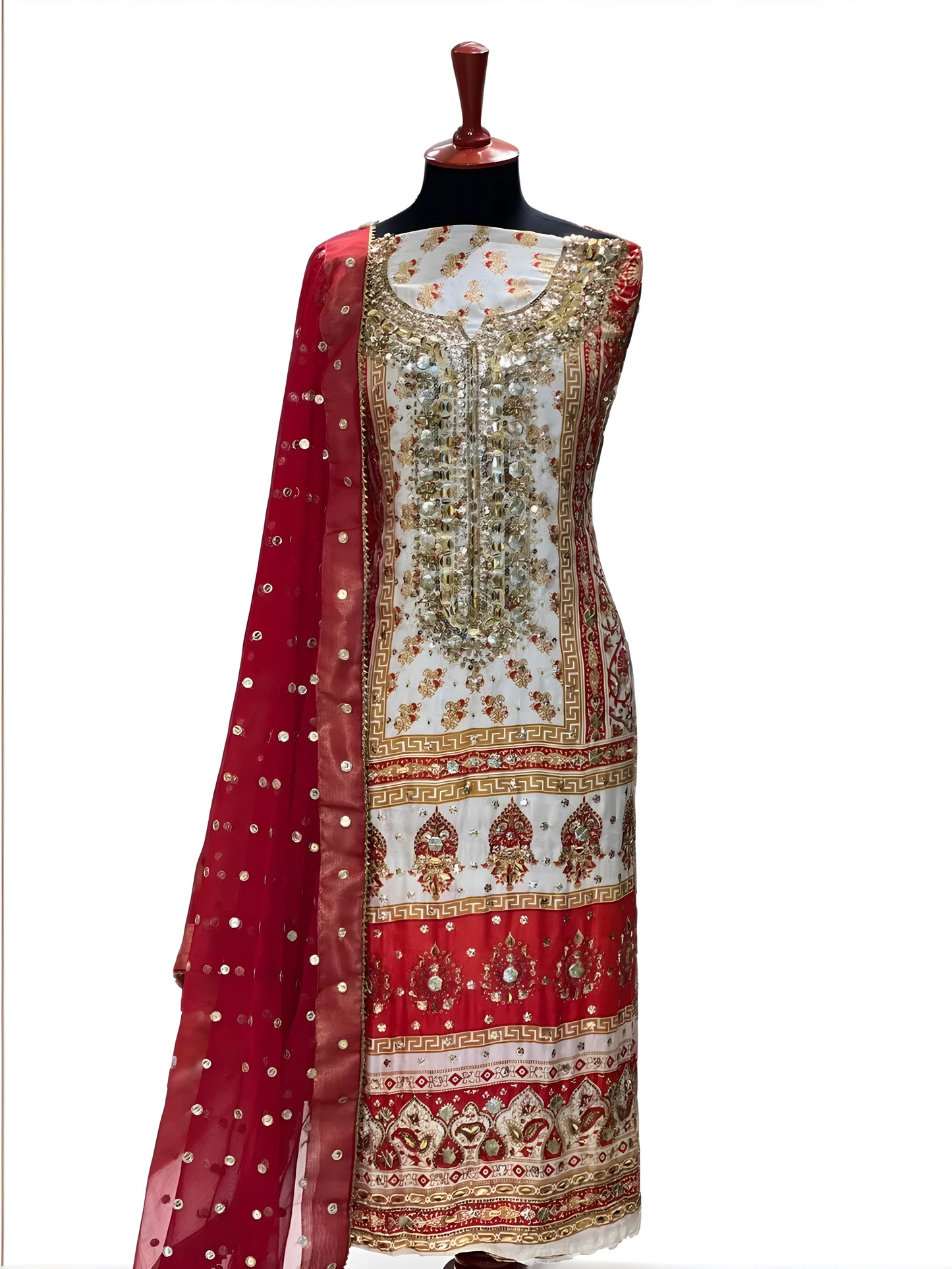 Silk Mirror Embroidery 3-Piece Suit