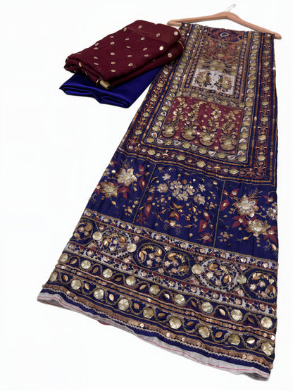 Pure Silk Handmade Embroidered Suit – 3 Piece