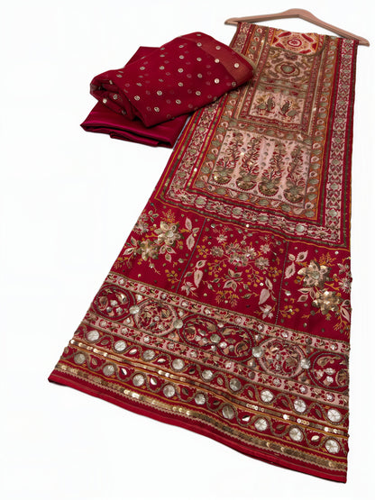 Pure Silk Handmade Embroidered Suit – 3 Piece