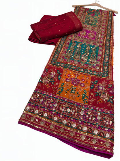 Pure Silk Handmade Embroidered Suit – 3 Piece