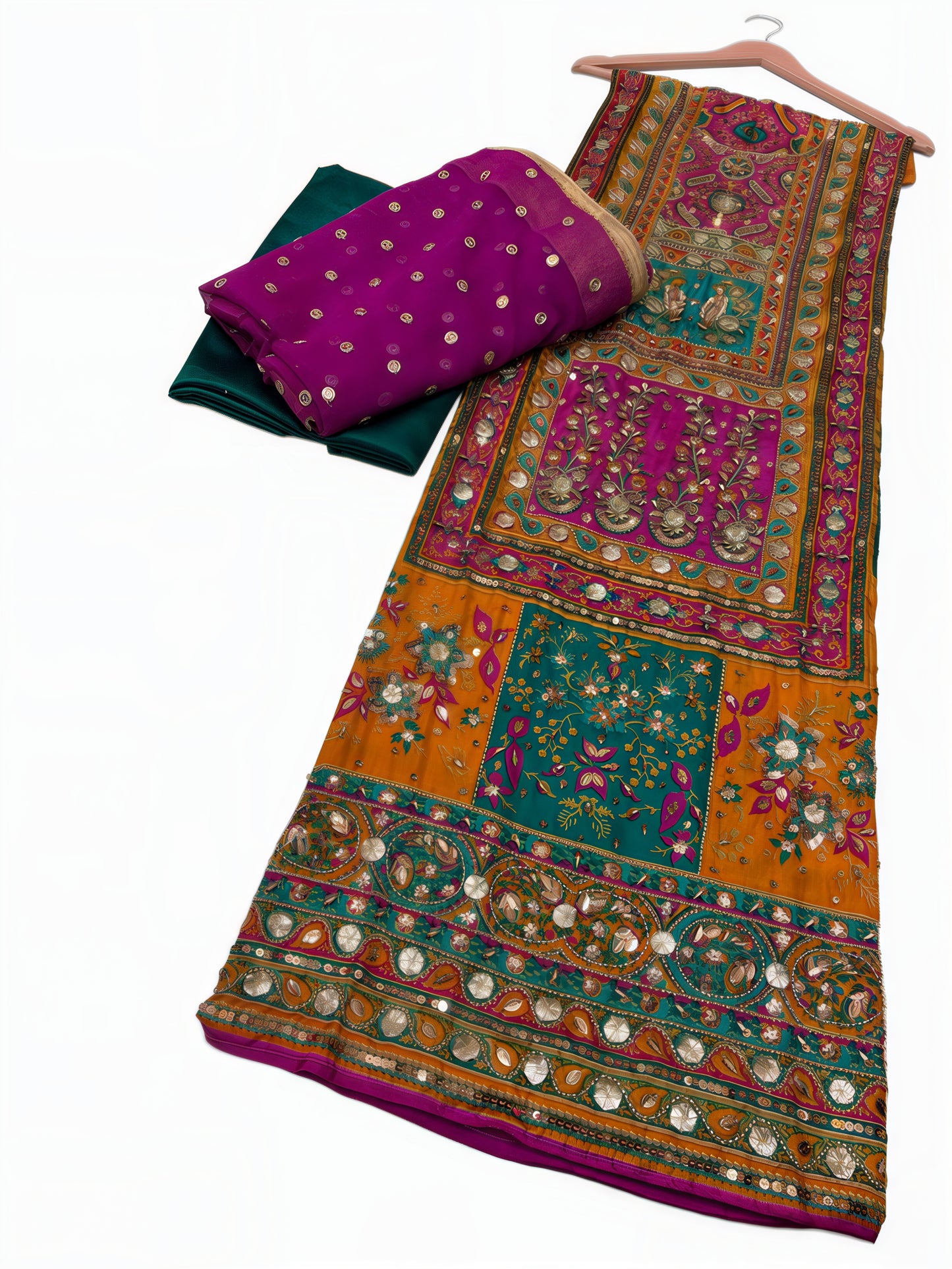 Pure Silk Handmade Embroidered Suit – 3 Piece