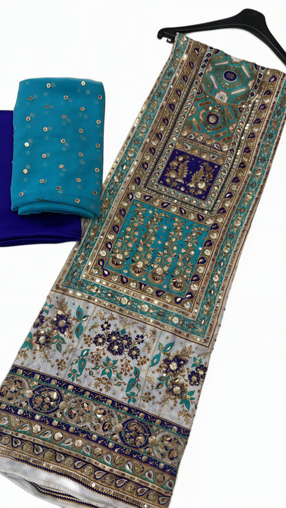 Pure Silk Handmade Embroidered Suit – 3 Piece