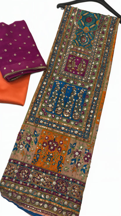 Pure Silk Handmade Embroidered Suit – 3 Piece