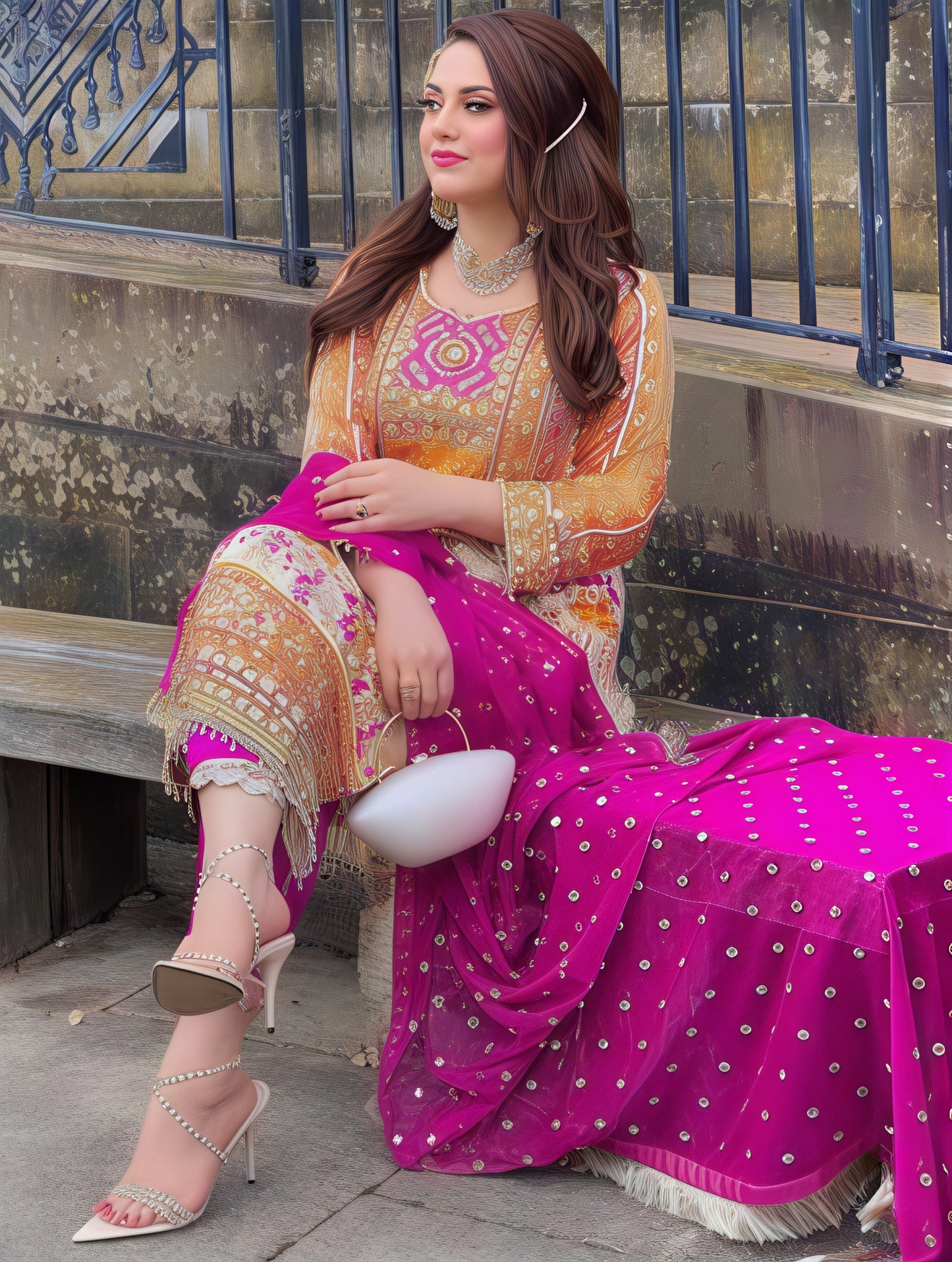 Pure Silk Handmade Embroidered Suit – 3 Piece